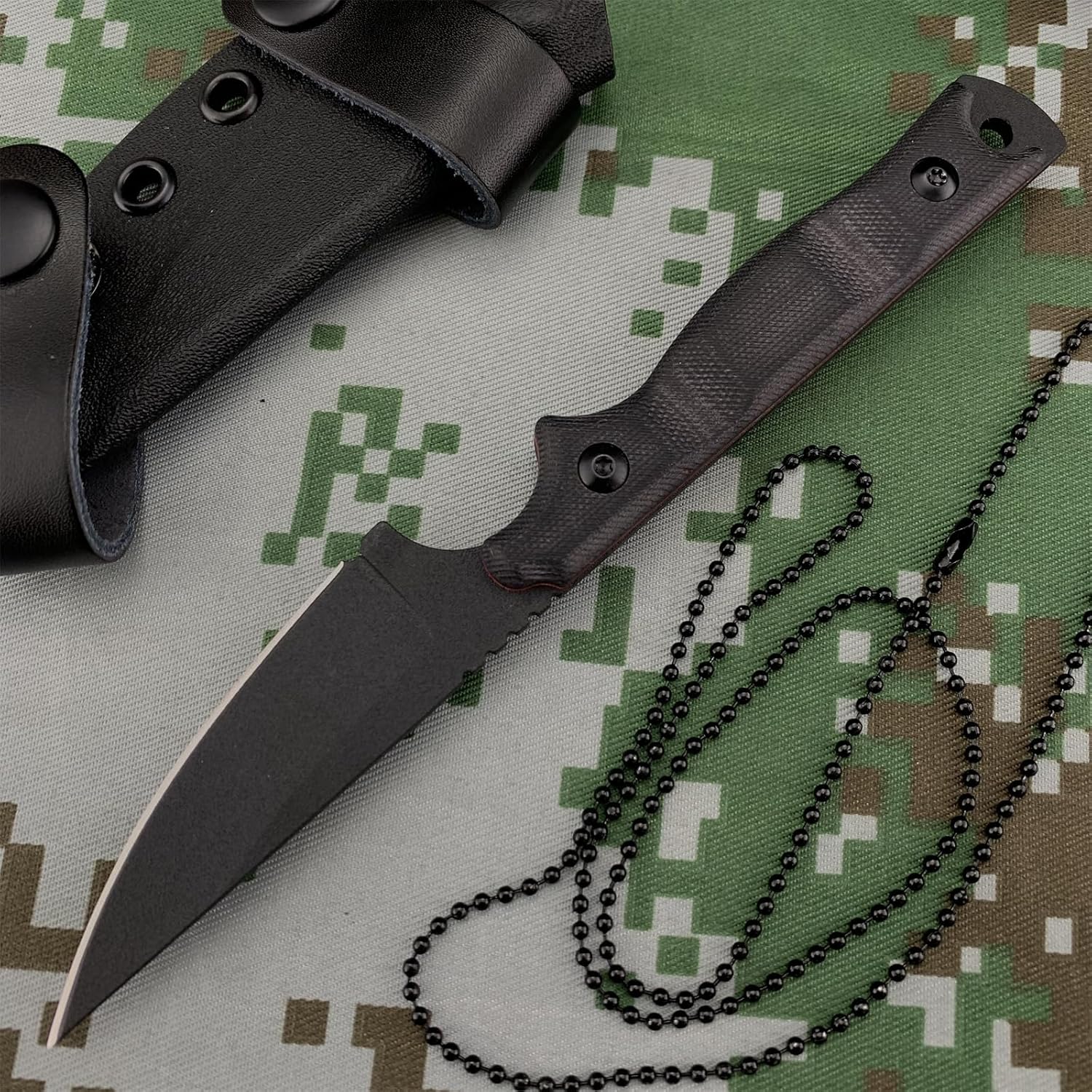 7.6" Small EDC Fixed Blade Knife, Full Tang 8Cr13Mov Steel Blade, G10 Handle with Kydex Sheath, Everyday Carry for Outdoor & Camping Tool