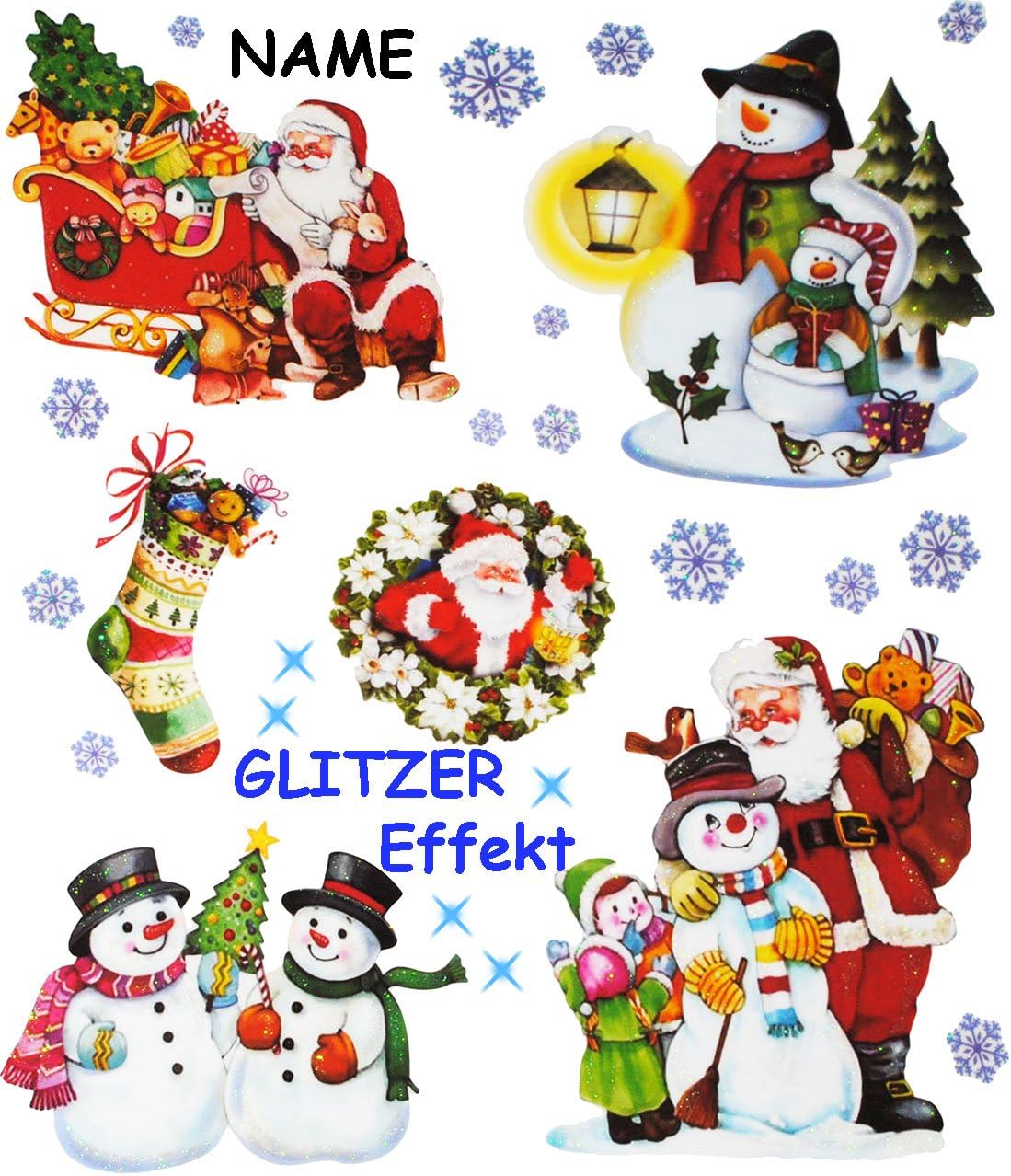 alles-meine.de GmbH 13 tlg. Set Fensterbilder Glitzer Effekt Winter 