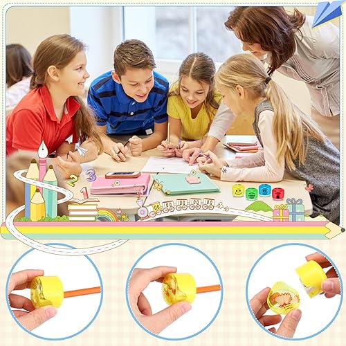 Miniatura 6 de Sacapuntas de mano para niños, sacapuntas manual de doble agujero, sacapuntas de expresión de dibujos animados coloridos para escuela, oficina, sala