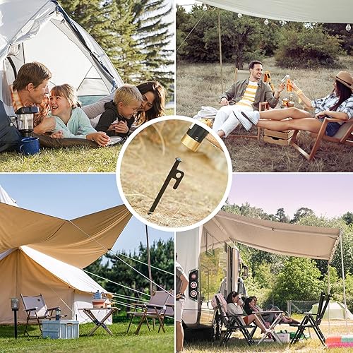 Miniatura 6 de 8 estacas para tienda de campaña resistentes 8 pulgadas de acero forjado para tienda de campaña de acero forjado para césped campo de nieve pastizal