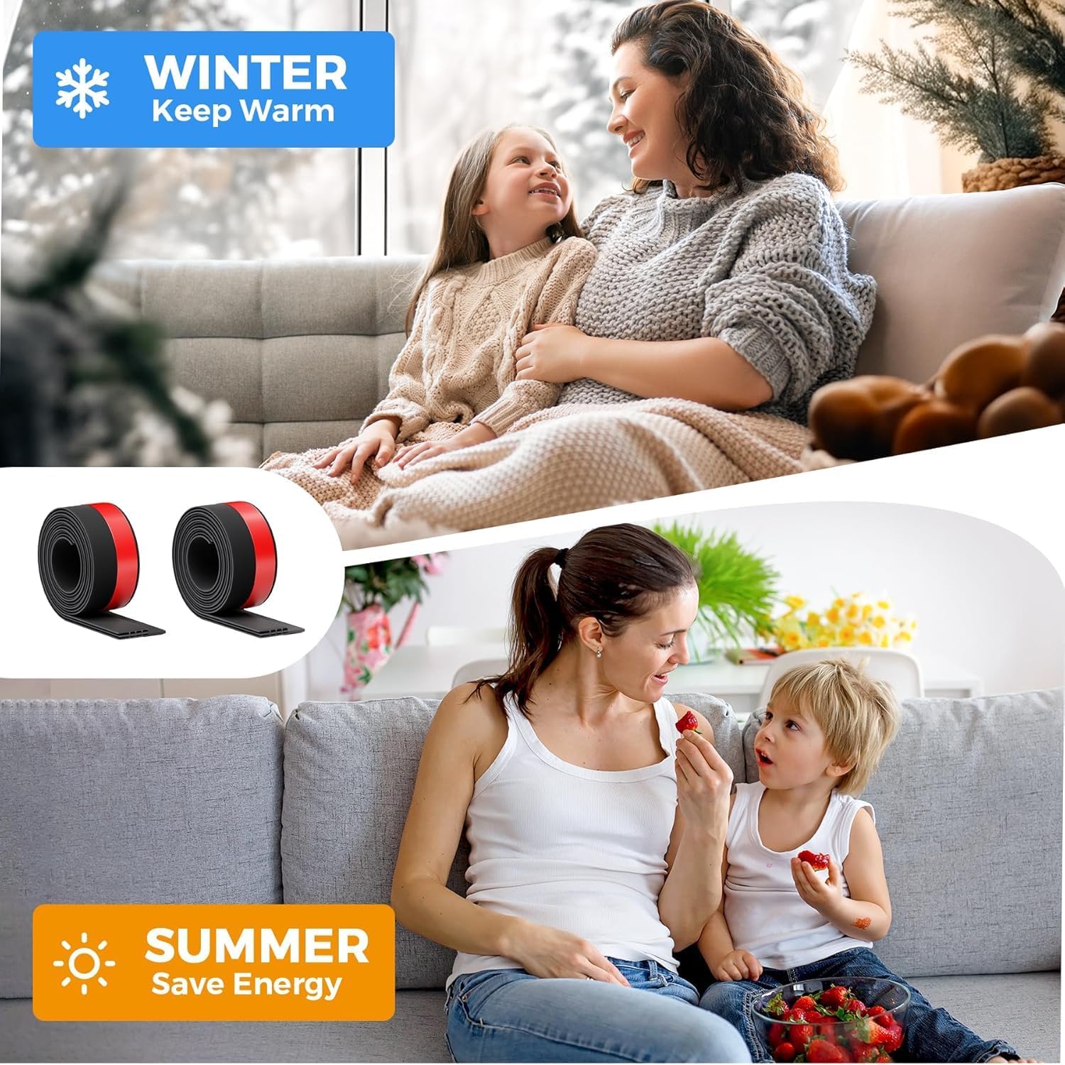 Gr?oth?eoRI Door Draft Stopper,2 Pack Under Door Draft Blocker, Door Sweep Weather Stripping for Doors, 39" Length, Black