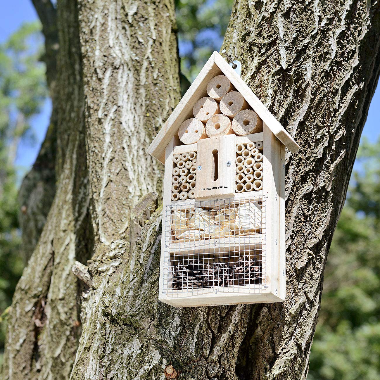 PEARL Bienenhotel: 4er-Set Insektenhotel-Bausätze, Nisthilfe und Schutz für Nützlinge (Wildbienenhotel, Bastelset Insektenhotel, Holz)