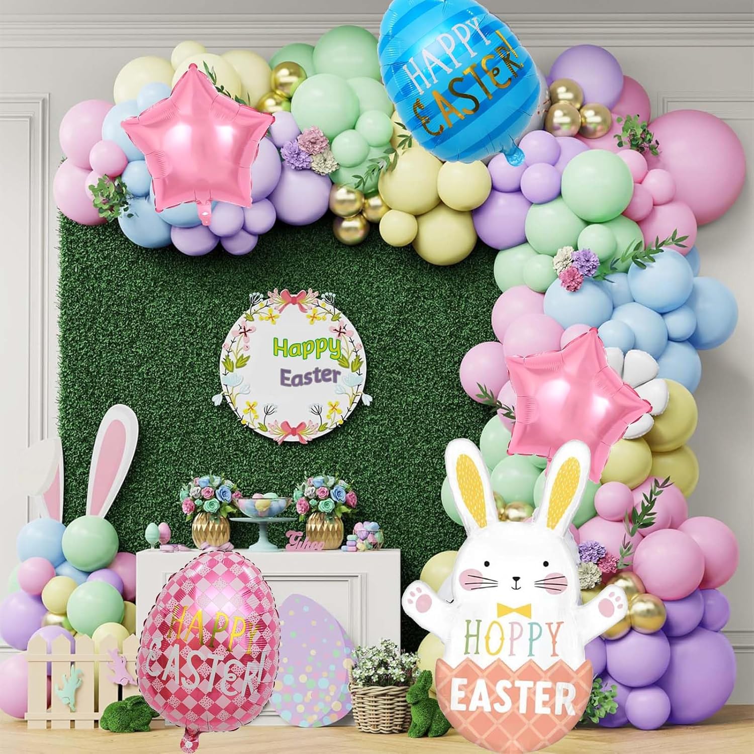 Happy Easter Balloons Easter Bunny Balloon Easter Egg Balloons for Easter Party Decorations Easter Bunny Decorations Baby Shower Decorations