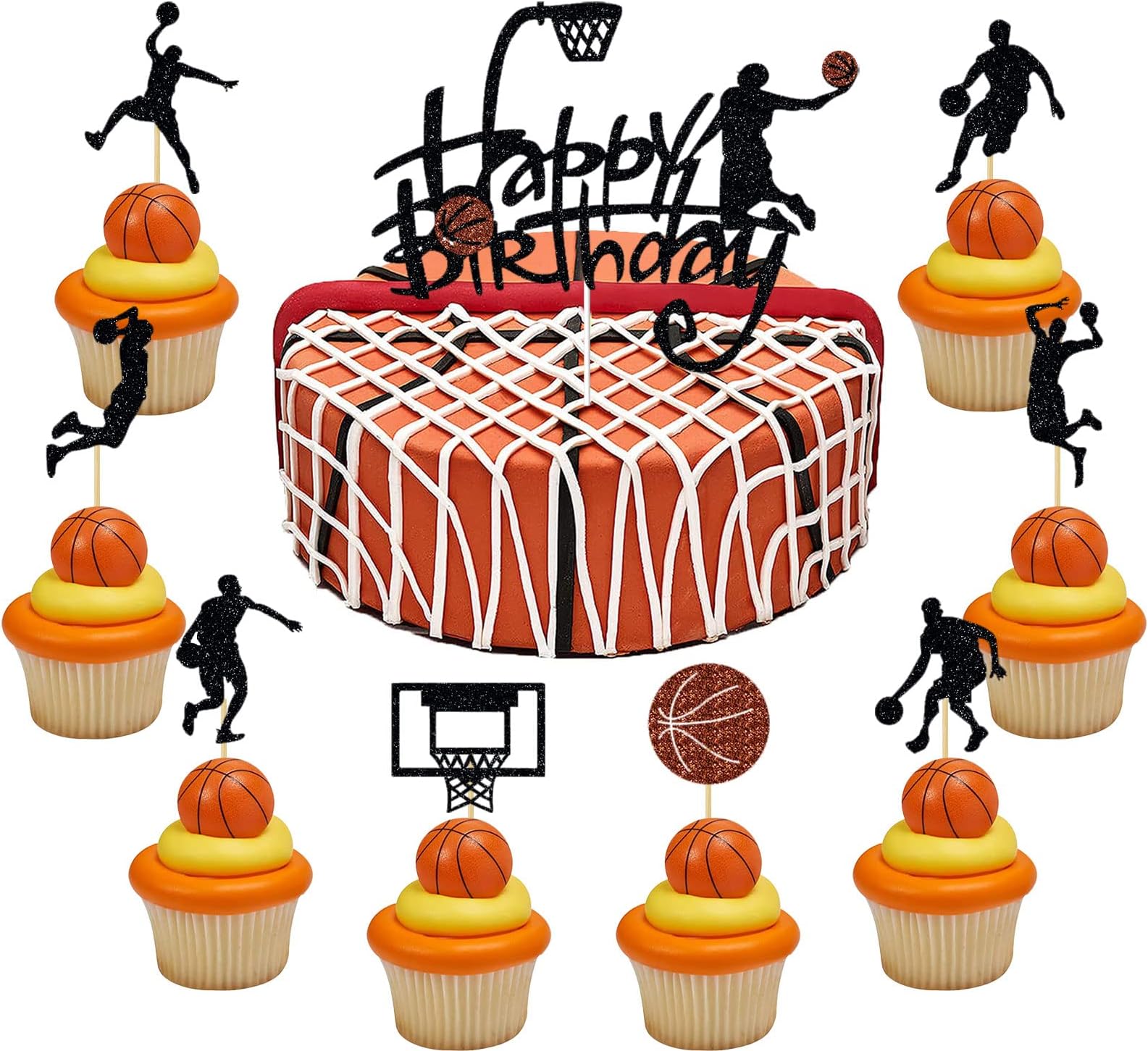 25 Pack Basketball Cake Toppers Boys Cake Toppers Basketball Sports Birthday Cake Toppers Boys Happy Birthday Cake Toppers Kids Basketball Cake Toppers Boys Basketball Sports Party Decorations