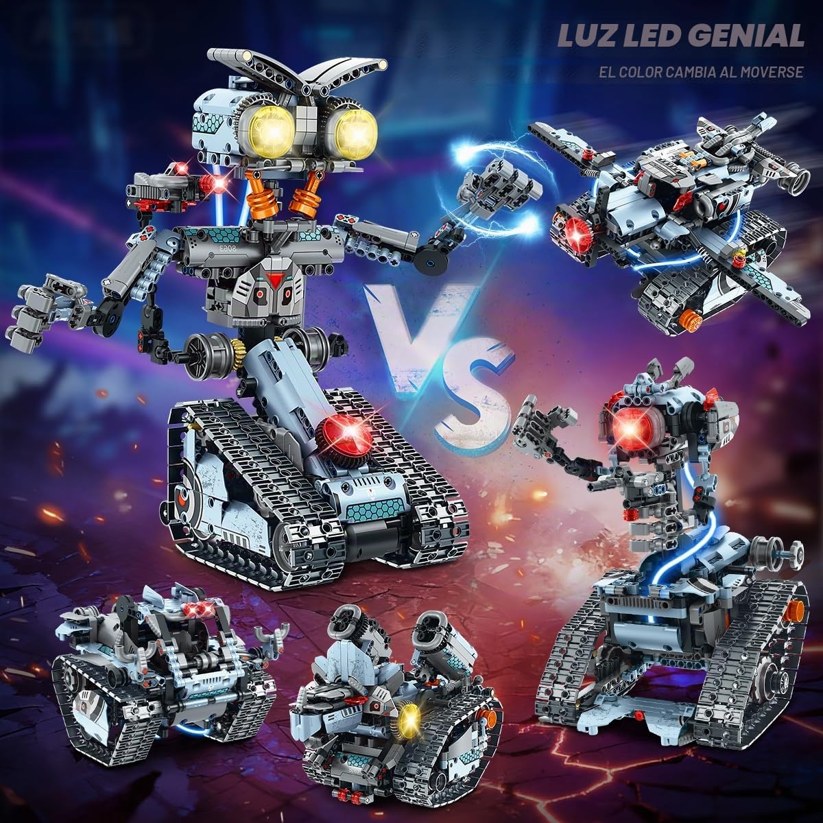 INSOON Juguete de Construcción de Robot con Luces LED, Kit de Construcción 5 en 1 Controlable por App, 755 Piezas, Robot de Combate, Regalo para Niños y Niñas de 6 a 12 años