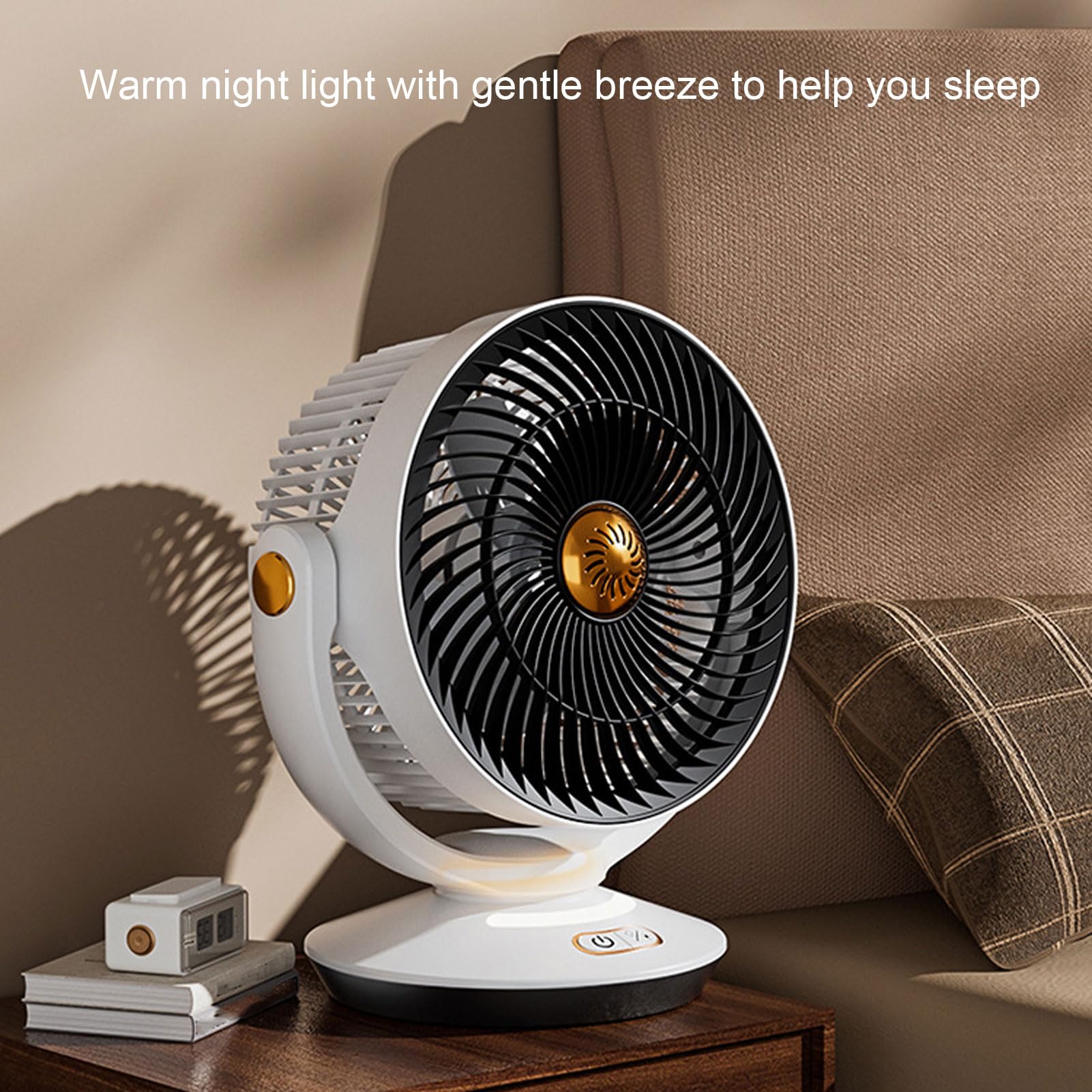 YUYTE Ventilatore da Tavolo USB, velocità Regolabile con Luce Notturna,