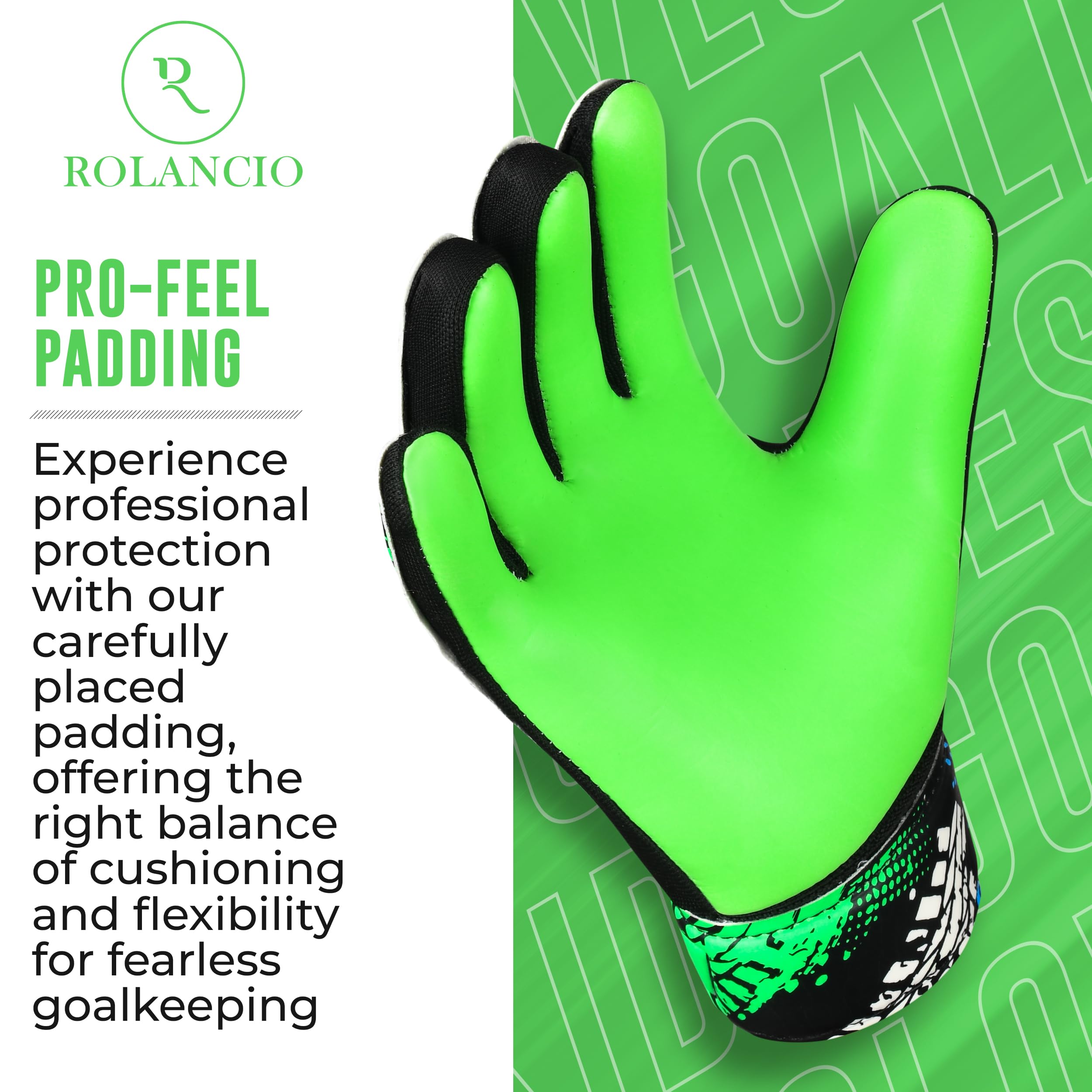 ROLANCIO Goalkeeper Gloves, Green, 05 - Image 4