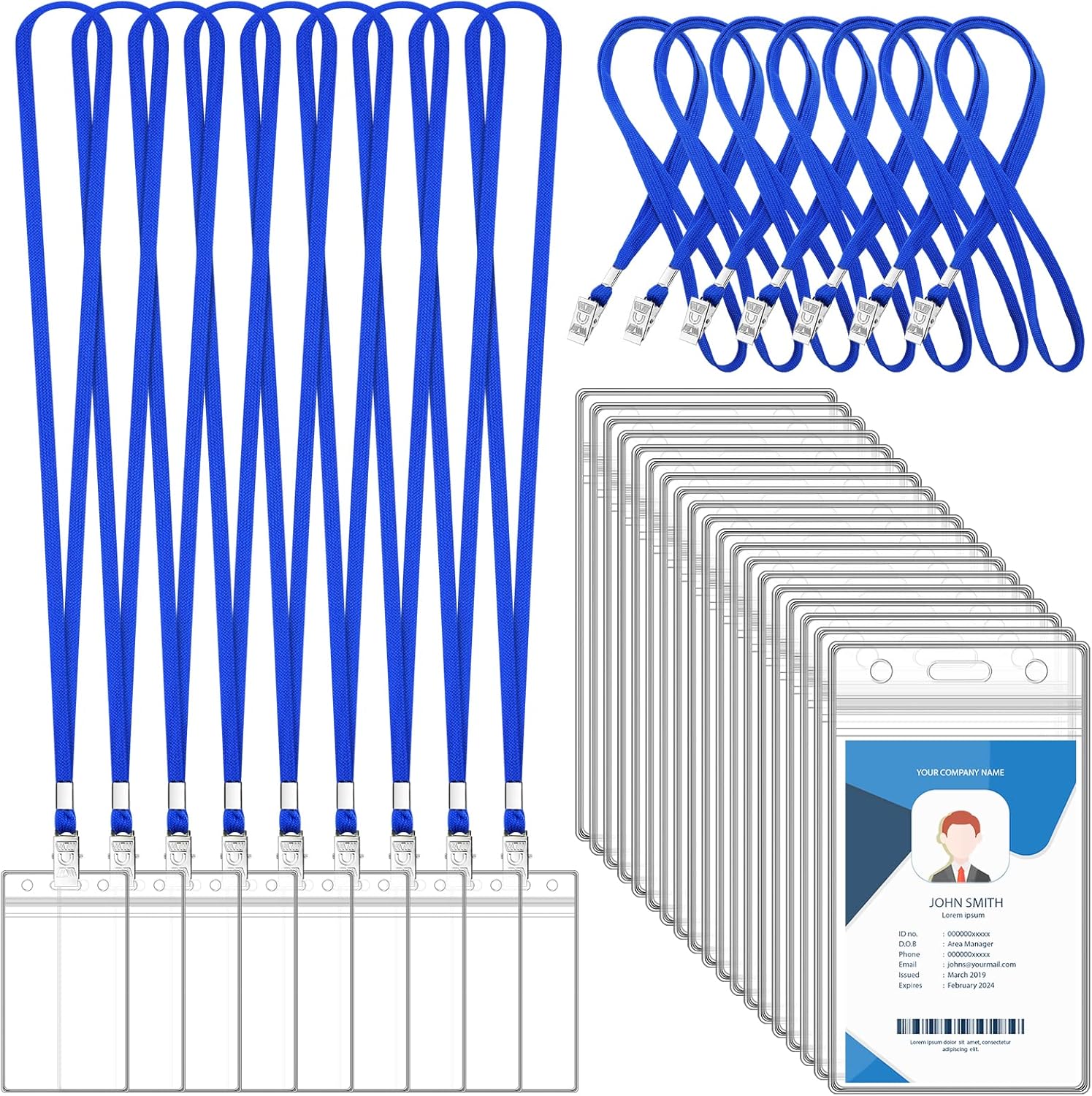 100 Pcs Lanyards for Id Badges and 100 Pcs Vertical Id Holder Badges