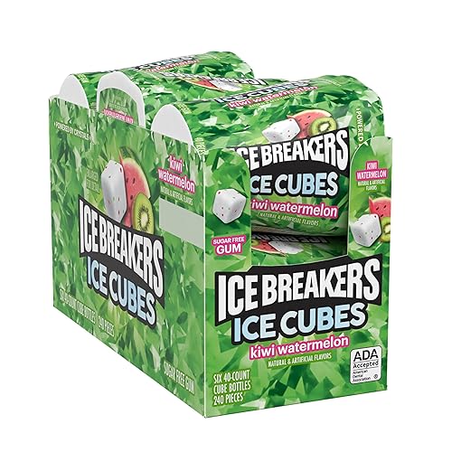 Miniatura 10 de ICE BREAKERS Ice Cubes Fruit Punch - Botellas de goma de mascar sin azúcar, 3.24 onzas (6 unidades, 40 piezas)