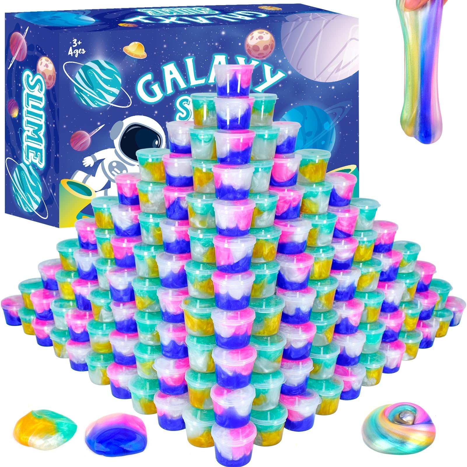 Galaxy Slime Kit for Kids –116 Pack Valentines Slime Party Favors, Stress Relief Toys, Classroom Rewards, and Birthday Goodie Bag Fillers, Stretchy