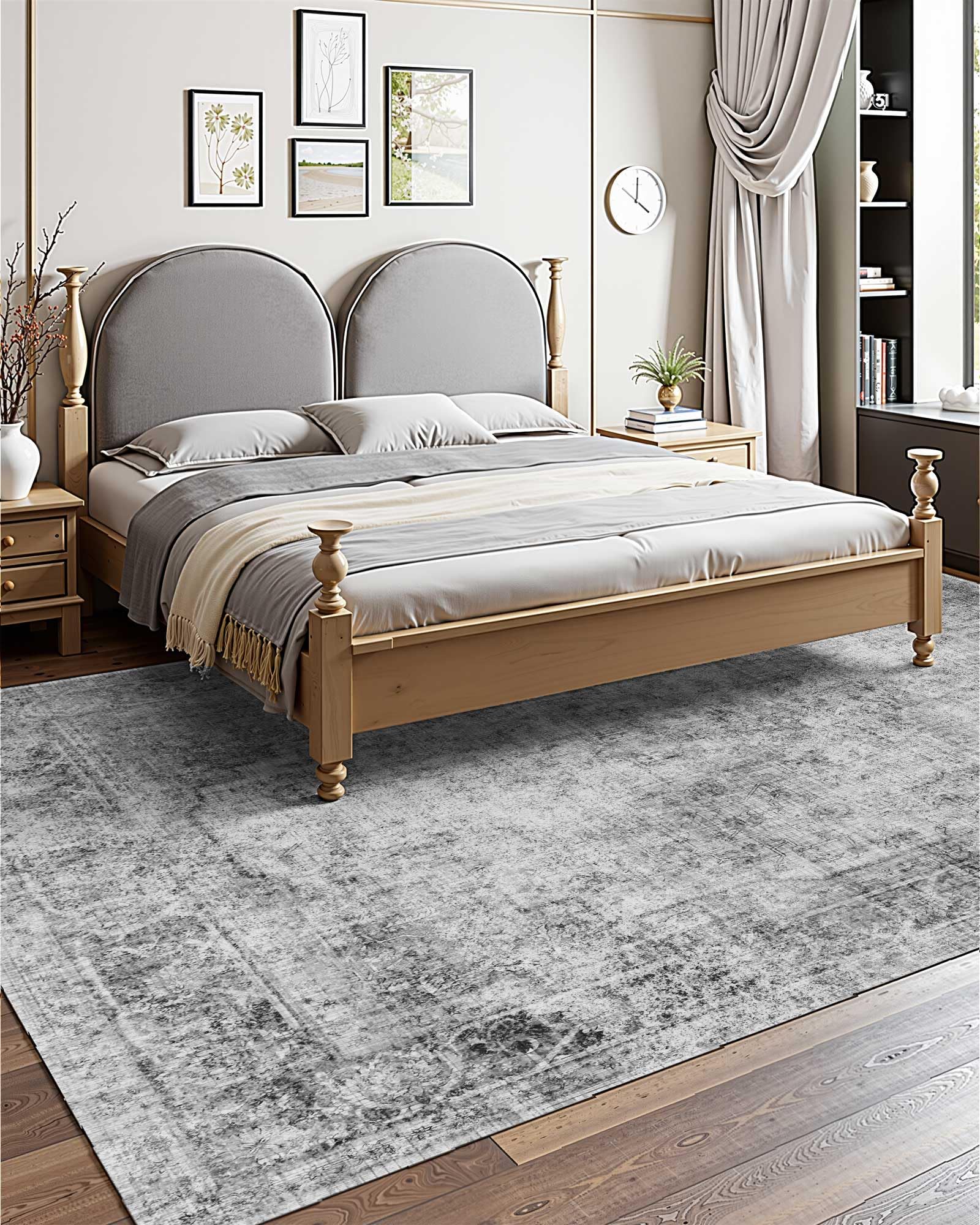 VEVOR Tappeto Grande per Salotto 2743 x 3658 mm Lavabile, Tappeto da Interno per Soggiorno, Antiscivolo e Antistrappo, per Animali Domestici e Bambini, per Camera da Letto, Cameretta, Ufficio, Grigio