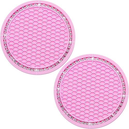 Miniatura 11 de 4 posavasos con brillantes para portavasos, 2.75 pulgadas, insertos para portavasos de auto, silicona suave antideslizante a prueba de golpes, Negro