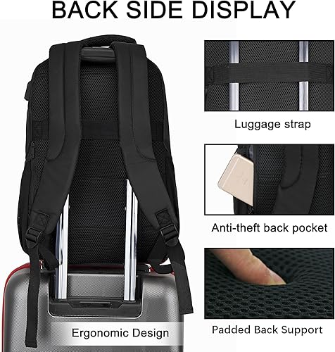 Miniatura 4 de Goloni Mochila ligera y duradera de viaje casual, para hombres y mujeres con compartimento separado, Negro -, Casual
