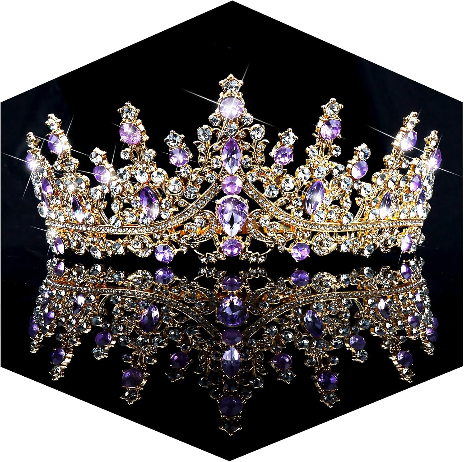 TOBATOBA Purple Tiaras and Crowns for Women Rapunzel Crown Rapunzel Accessories Rhinestone Princess Crown for Prom Party Wedding Birthday Halloween Rapunzel Costume for Women