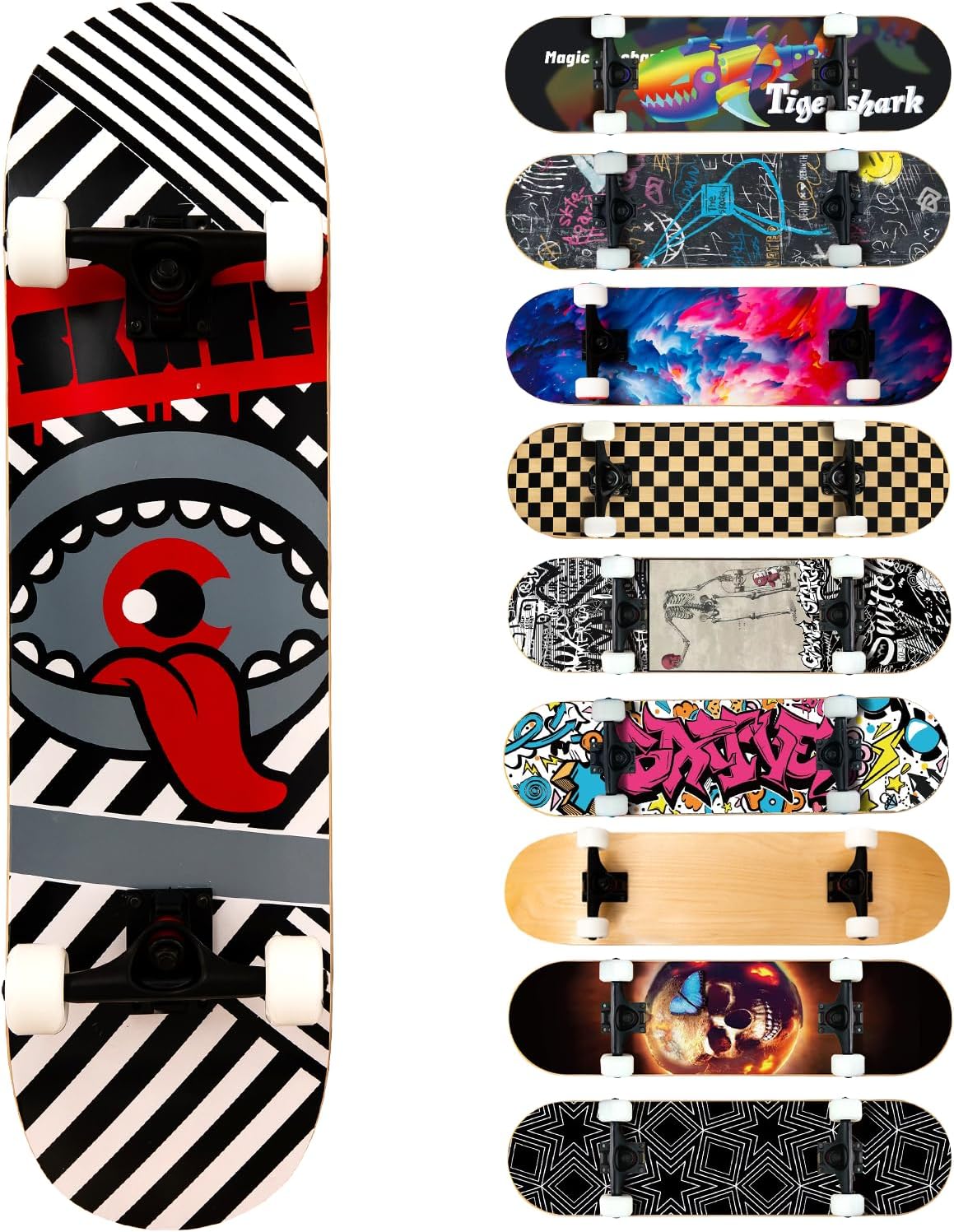 Pro Complete Skateboard 31x8 Inch for Beginners Teens & Kids