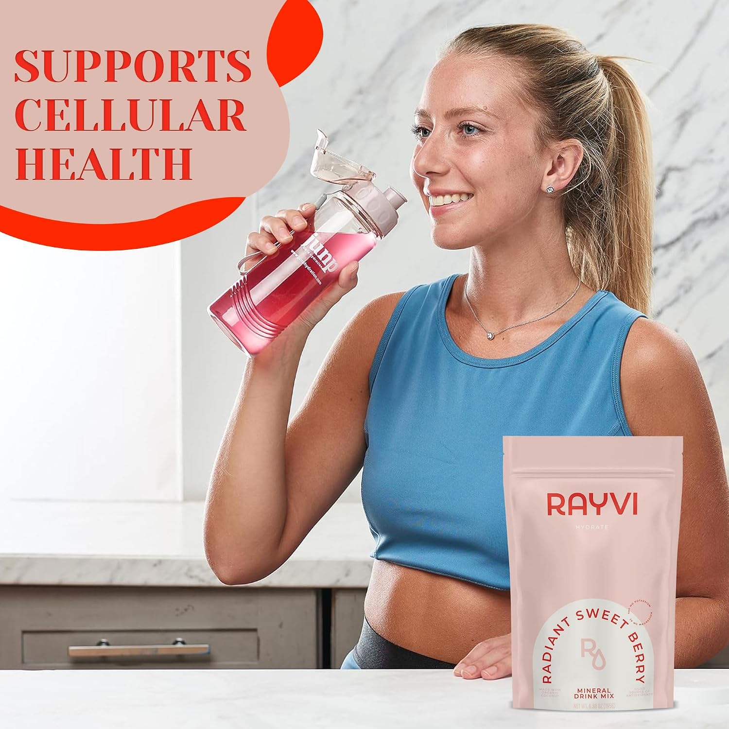 Rayvi Zero Sugar Electrolytes Powder + Minerals Hydration Powder | 1 Pack (30 Servings), Vegan, No Sugar Electrolytes and Artificial Additives | Hydration Drink Supplement | Radiant Sweet Berry Flavor