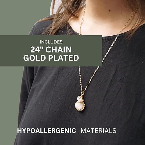 Miniatura 65 de Designs by Nature Gems Raw Citrine & Pearl Necklace, November Birthstone Jewelry, June Crystal, With 24 Inch Chain Gold Plated Chain, Genuine Raw