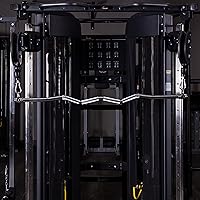 Vista 3 de AmStaff - Barra de tracción recta Ez Curl Lat de 48 pulgadas con doble gancho giratorio para máquinas de cable de doble polea, accesorio funcional