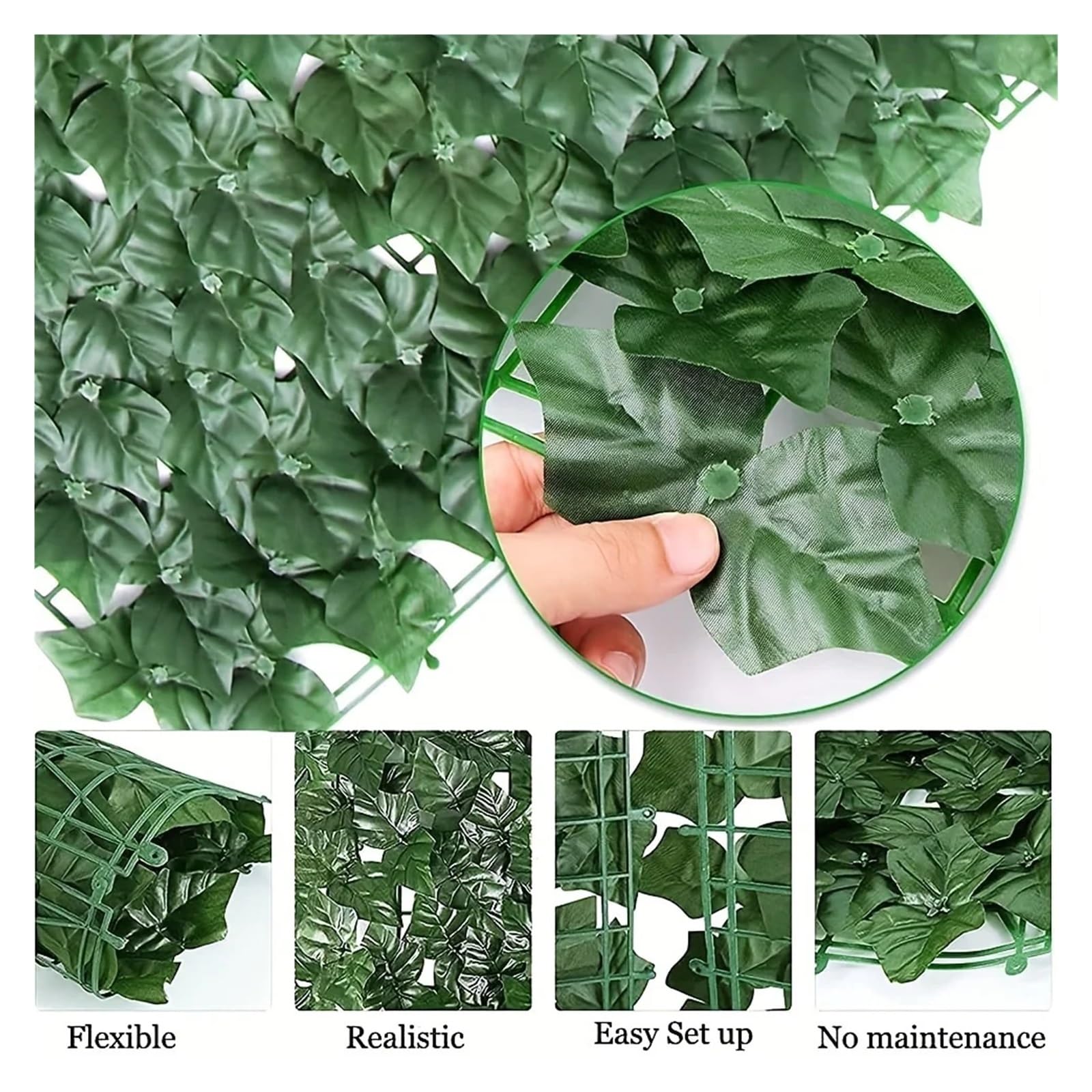 Valla retráctil de Hiedra Artificial de 3 Metros for privacidad - Pantalla de Hojas Verdes for Patio, Ideal for Balcones y Paredes Exteriores