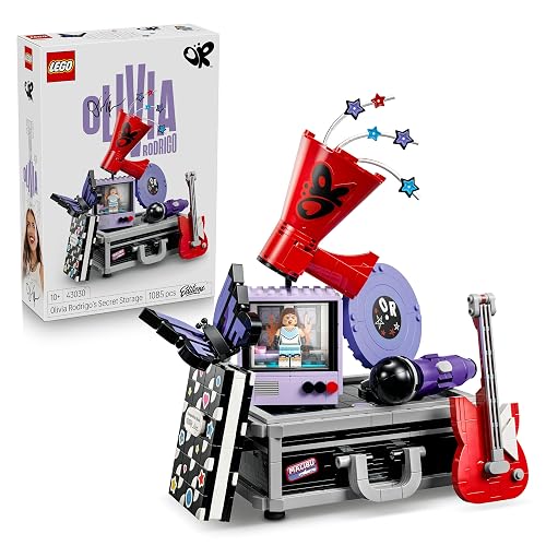 LEGO Editions Olivia Rodrigo's Secret Storage - Toy w/Suitcase, Microphone, Record, Megaphone, TV & Minifigure - Kids' Room Decor - Music Gift for 10+ Year Old Girls & Fans - 43030