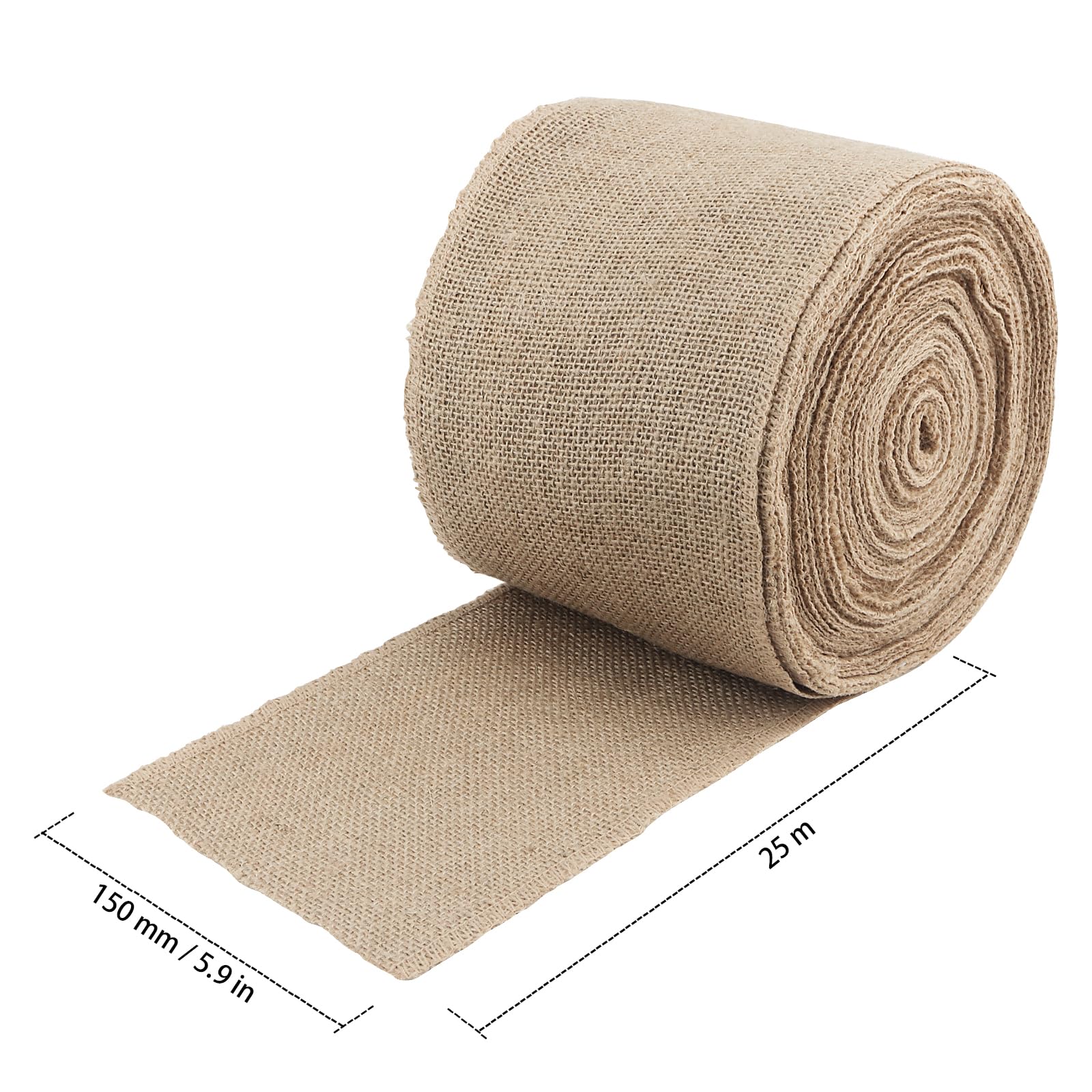 ZEONHAK 15cm x 25m Jute Hessian Roll, Natural Hessian Fabric, Burlap Fabric Table Roll for Crafting Gift Decorating Wrapping - Image 2