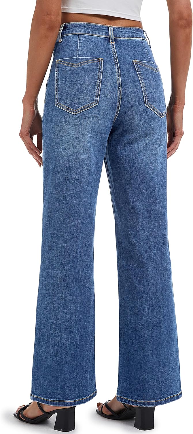 YUCOLEN Straight Leg Jeans for Women High Waisted Jeans Loose Wide Leg Stretchy Denim Pants with Pockets Fashion - Image 3