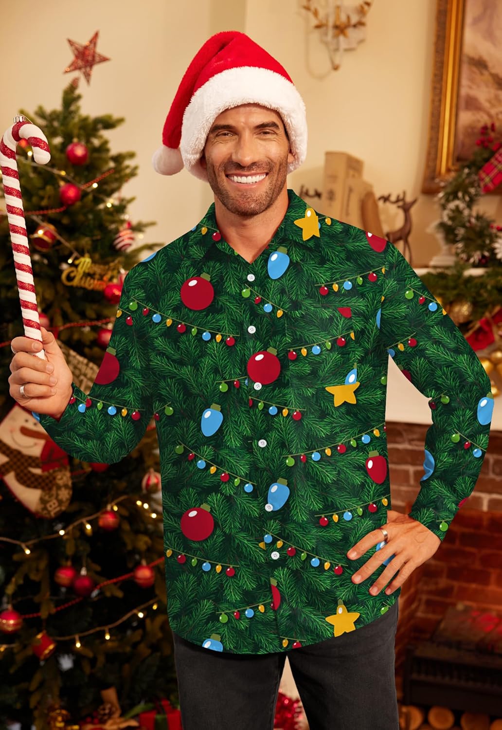 Arvilhill Men's Christmas Shirts Long Sleeve Novelty Xmas Button Shirts (S-3XL) - Image 7