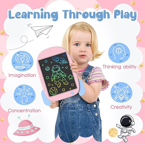 Miniatura 2 de Hockvill Tableta de escritura LCD para niños, juguete de aprendizaje, almohadilla de dibujo de cohetes para niñas de 3, 4, 5, 6, 7, 8 años, tablero