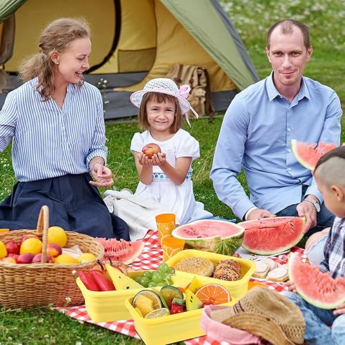 Miniatura 7 de Mifoci Paquete de 12 tazones plegables de 27 onzas a granel, rectangulares de silicona, recipientes de almacenamiento de alimentos, cuencos