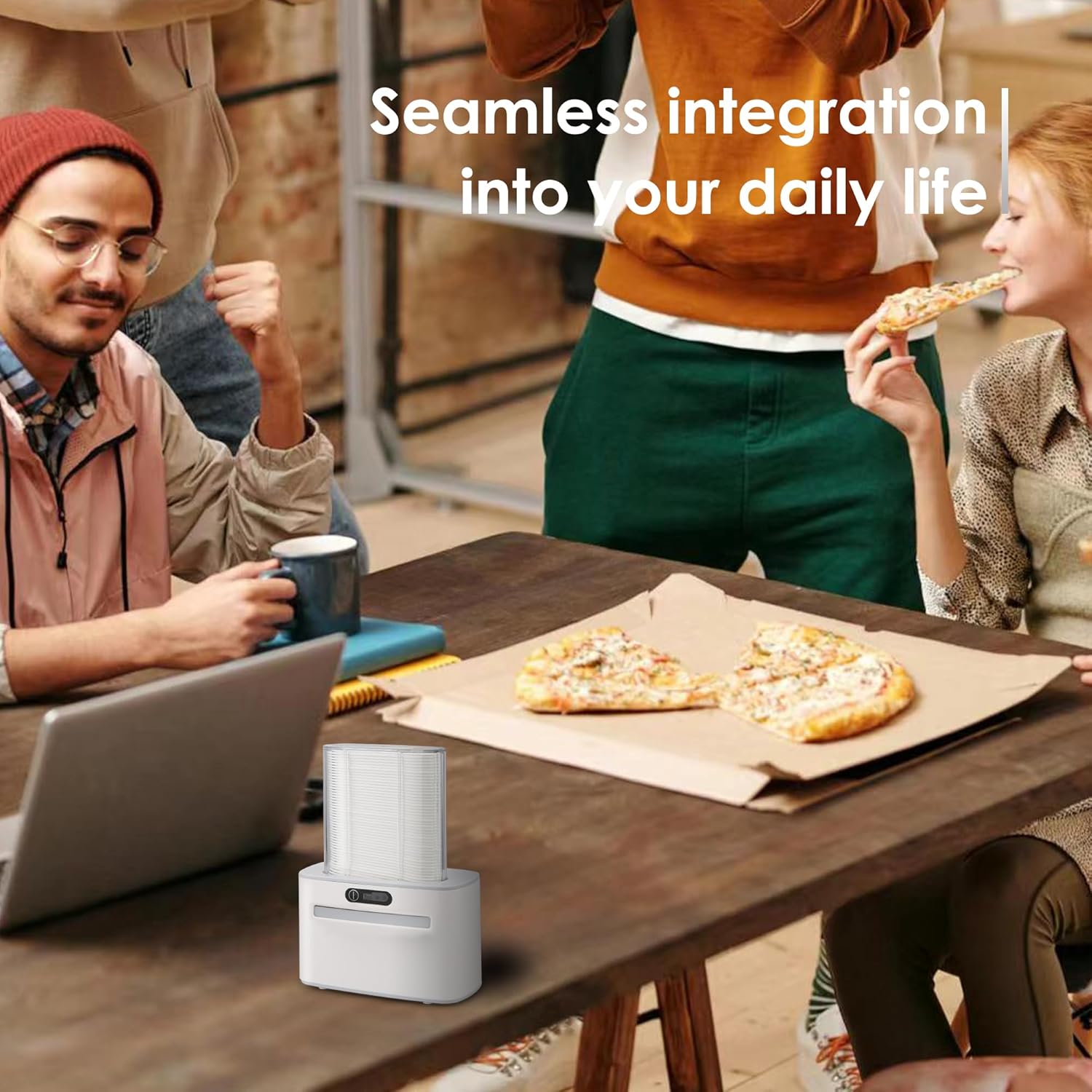 Smart Touchless Floss Pick Dispenser with Sensor - Refillable and Rechargable with 2 Cartridges (100 Picks) - Innovative and Hygienic Floss Pick Holder (Light Gray)