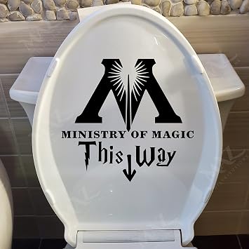 MAZ DISTRIBUTIONS Ministry of Magic This Way Sticker Vinyl Toilet Sticker for Washroom and Bathroom Indoor & Outdoor Use Waterproof Decal for Guestroom Toilet Seat Toilets Wall Decal- MAZ 447