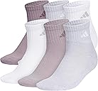 adidas Women's Athletic Cushioned Quarter Ankle Socks (6 Pairs) Durable & Comfortable