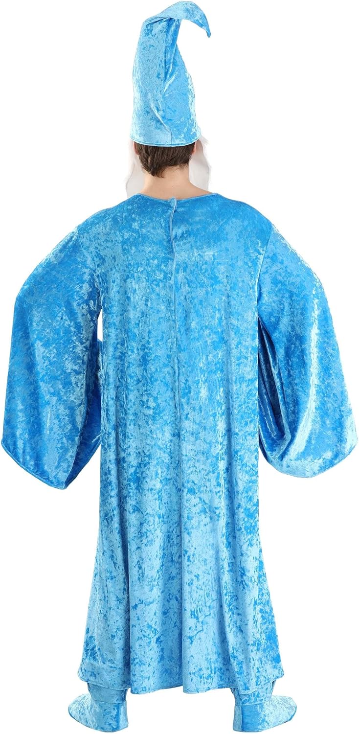 Adult Merlin Costume | Disney's The Sword in the Stone Wizard Merlin Costume Blue Robe with Beard and Hat