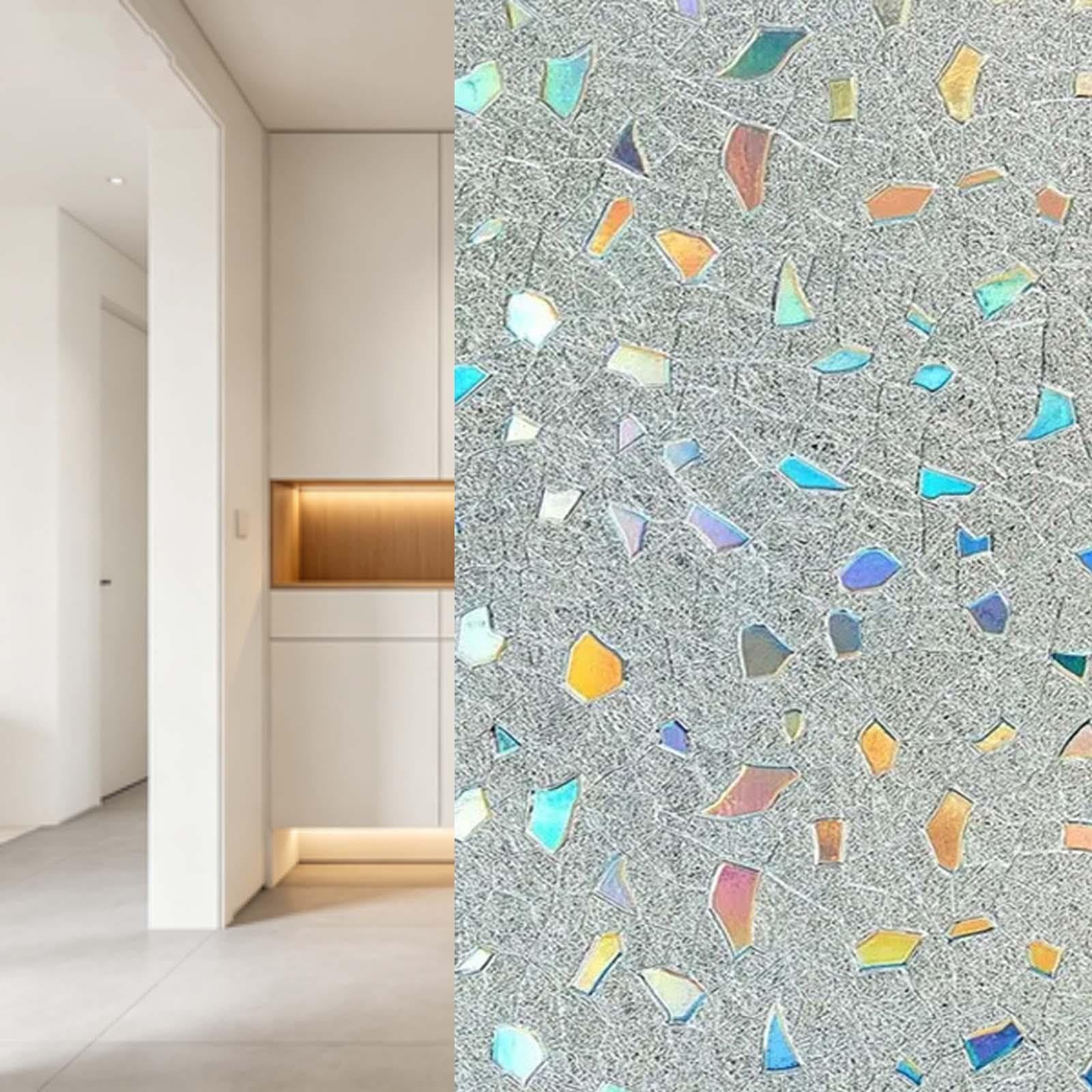 Pellicola Vetri Finestre Privacy Autoadesive Anti-UV Opaca Pellicole Privacy Finestra Senza Colla Riutilizzabile Per Ufficio Bagno Camera Da Letto Sala Di Riunione(A,90x300cm)