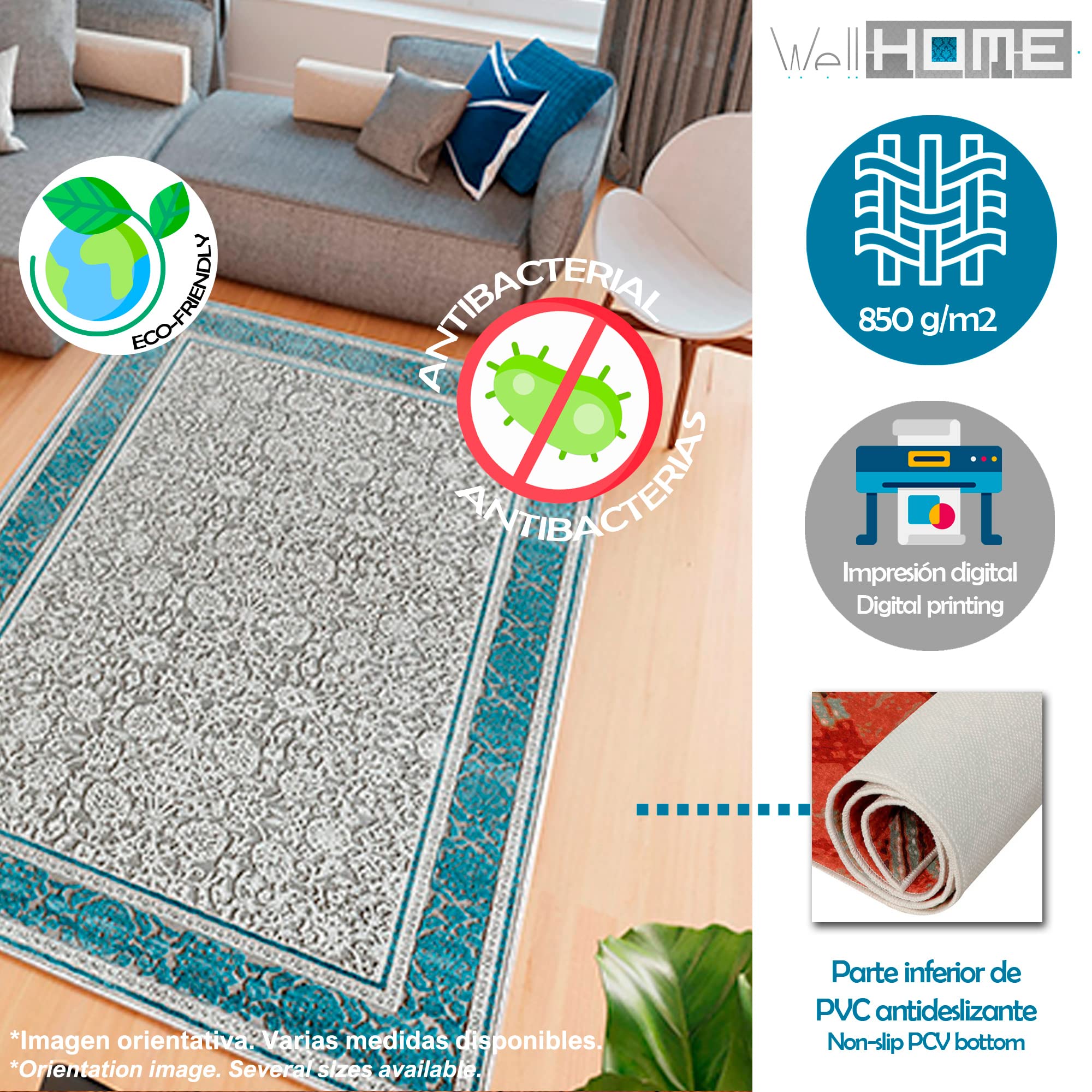 Tapis en polyester estampillé 100 x 200 cm