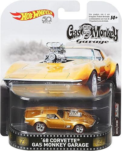 Hot Wheels Vehículo Corvette Gas Monkey 68, escala 1:64
