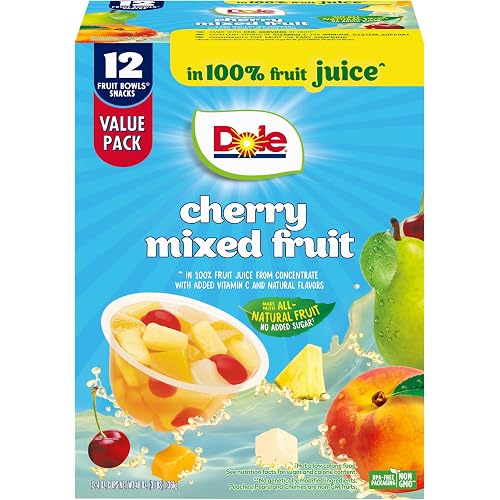 Dole Fruit Bowls Cherry Mixed Fruit, 4 oz Cups, 12