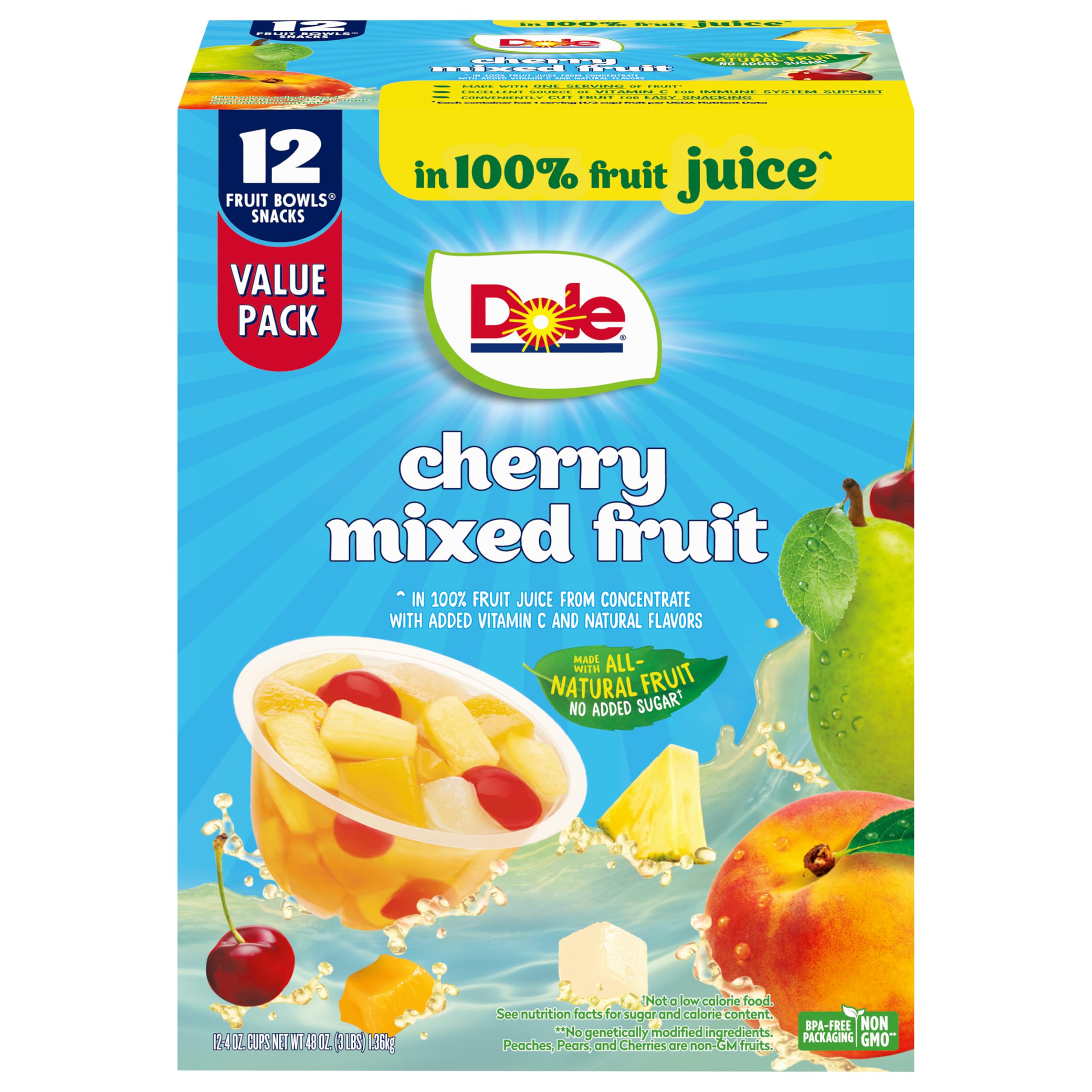 Amazon.com: Dole Fruit Bowls Cherry Mixed Fruit, 4 oz Cups, 12