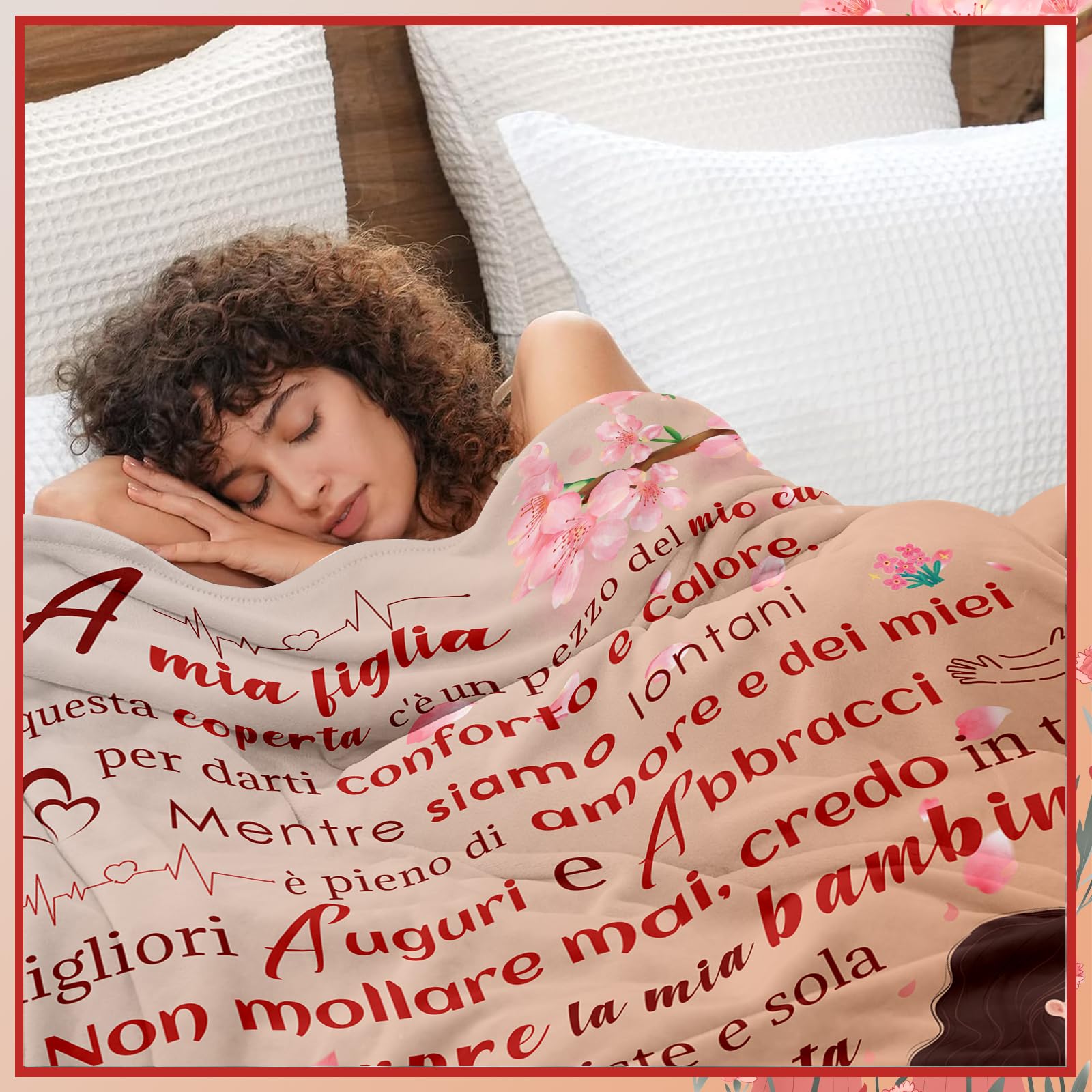 Coperta soffice regalo di compleanno per figlia, 150 x 129,5 cm (italiano)