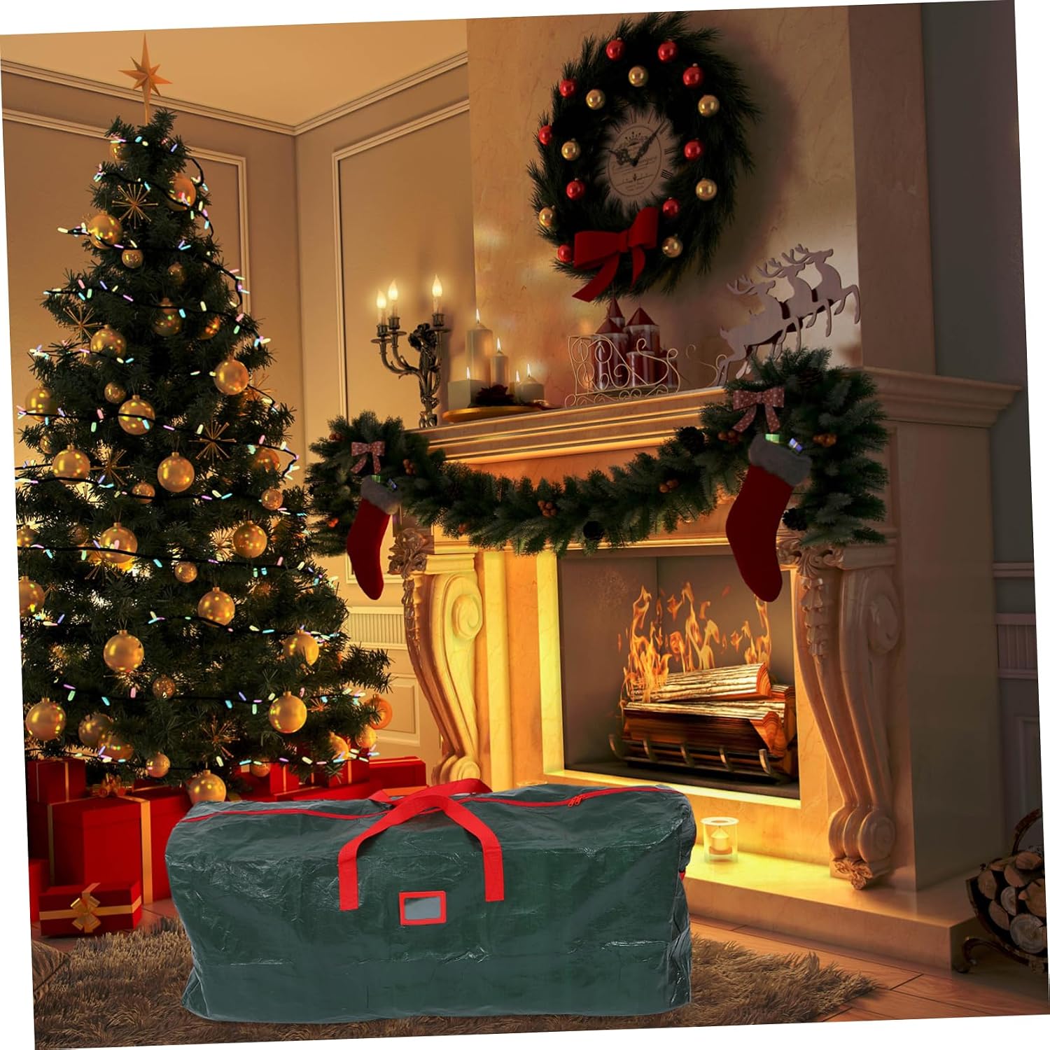 1pc Christmas Tree Storage Bag Xmas Tree Container Storage Easy Closure for Seasonal Holiday Organization