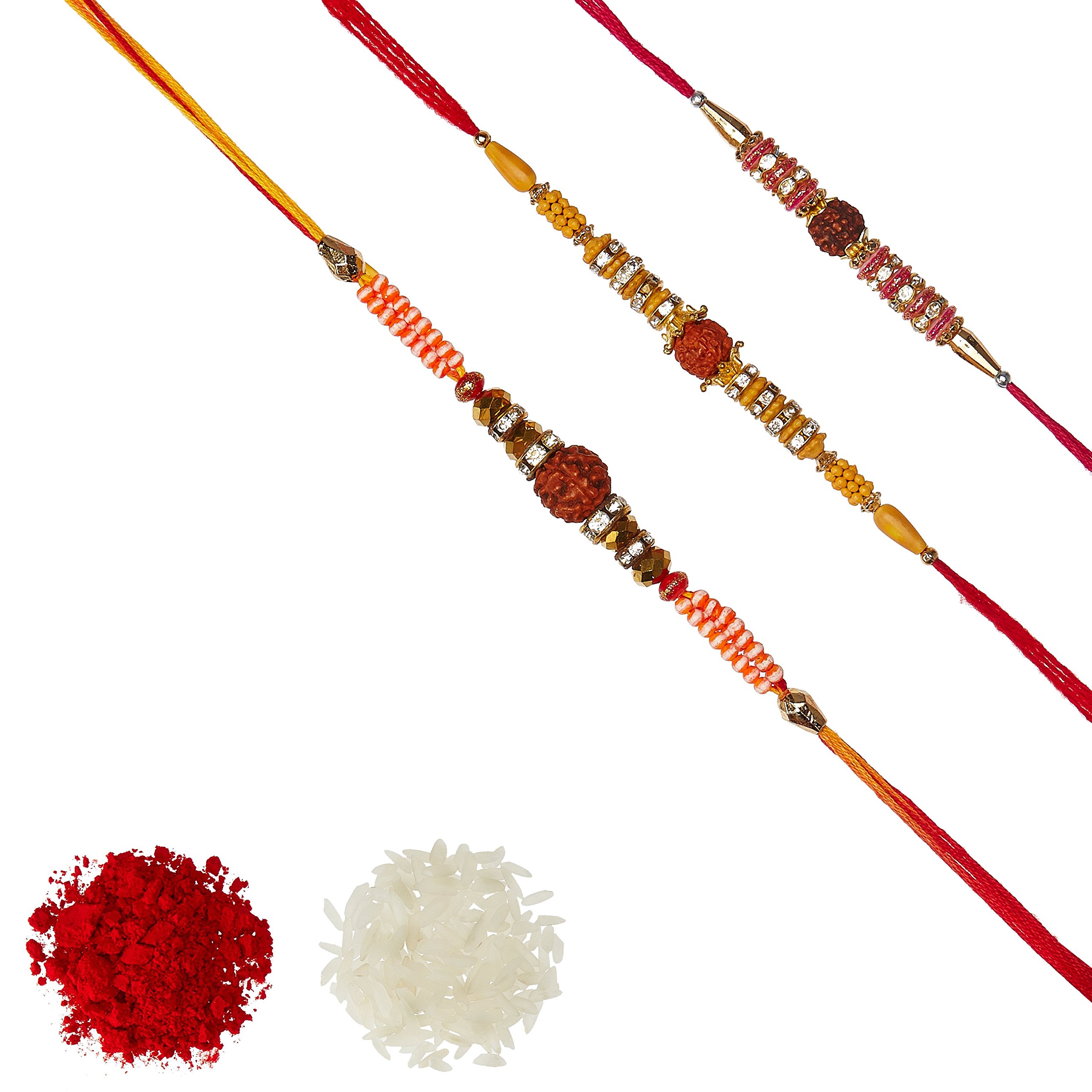 See full amazon price history chart for Aheli Pack of 3 Rakhi for Men with Roli Chawal Tilak - Rudraksha Crystal AD Ring (R3P11) Aheli Pack of 3 Rakhi for Men with Roli Chawal Tilak - Rudraksha Crystal AD Ring (R3P11) (B07FCMR1C4) Amazon Price History, Amazon Price Tracker