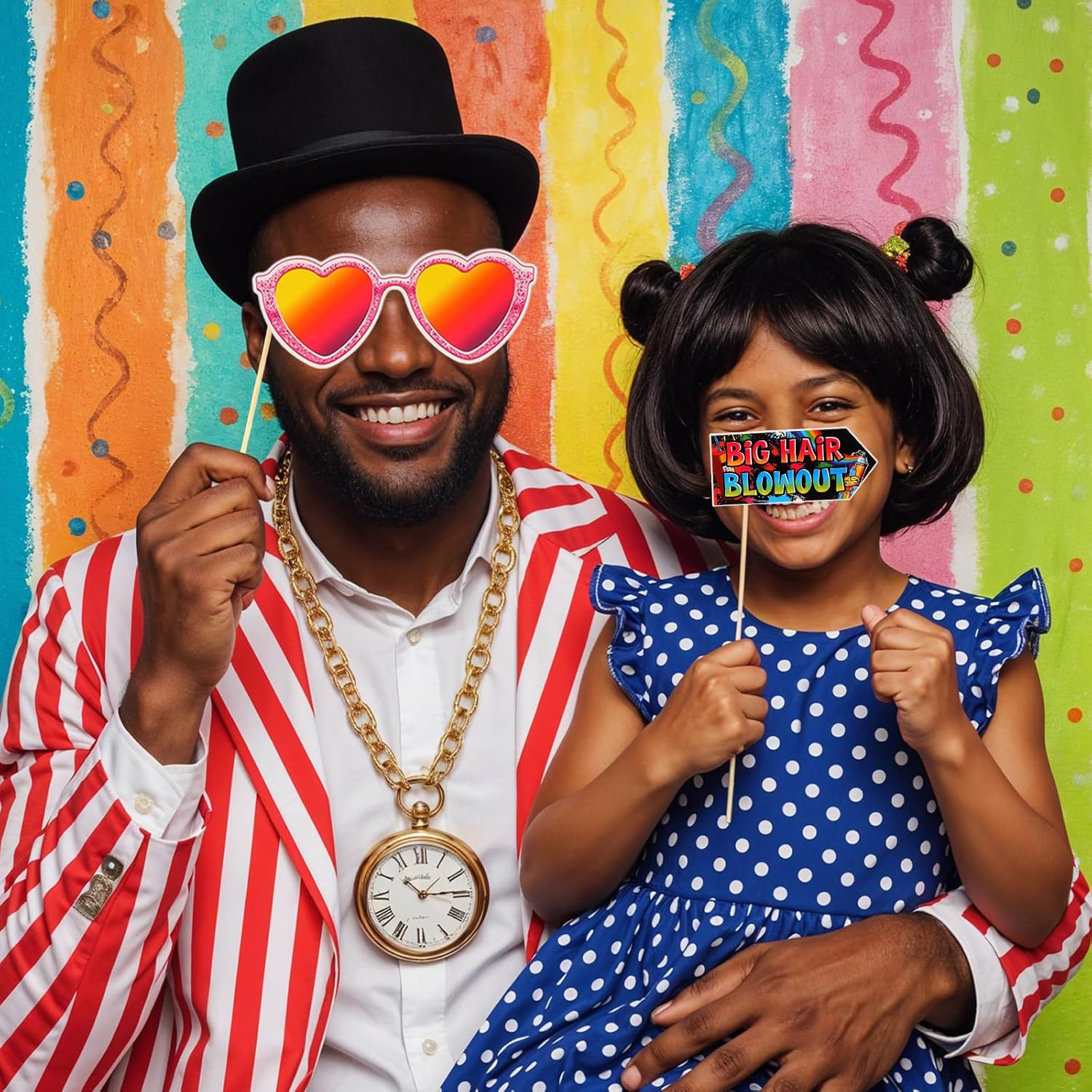 29Pcs Photo Booth Props 80s Party Decorations, Disco Photo Booth Props with 30Pcs Wooden Dowel Sticks 30Pcs Glue Points, Colorful 80s Theme Party Decorations - Image 6