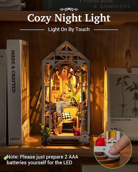 Rolife Book Nook Kit Maison Miniature à Construire Diy Maquette Adulte avec Lumières Décoration de Bibliothèque Livre Salon Booknook Puzzle 3D Bois Serre-Livres Diorama Idée Cadeau Femme - 2