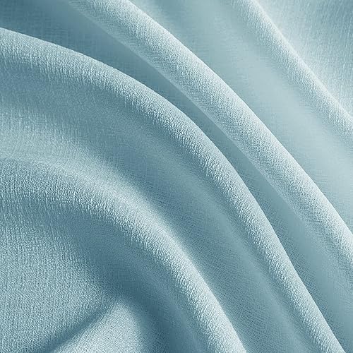 Miniatura 5 de Melodieux Cortinas semitraslúcidas azules de 36 pulgadas de largo para cocina, cafetería, dormitorio, ventanas pequeñas, aspecto de lino, bolsillo