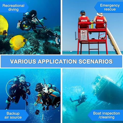 Miniatura 5 de SMACO Mini tanque de buceo portátil de 1 litro (2 piezas) reutilizable, botella de poni, cilindro de aire de buceo de reserva de hasta 20 minutos de