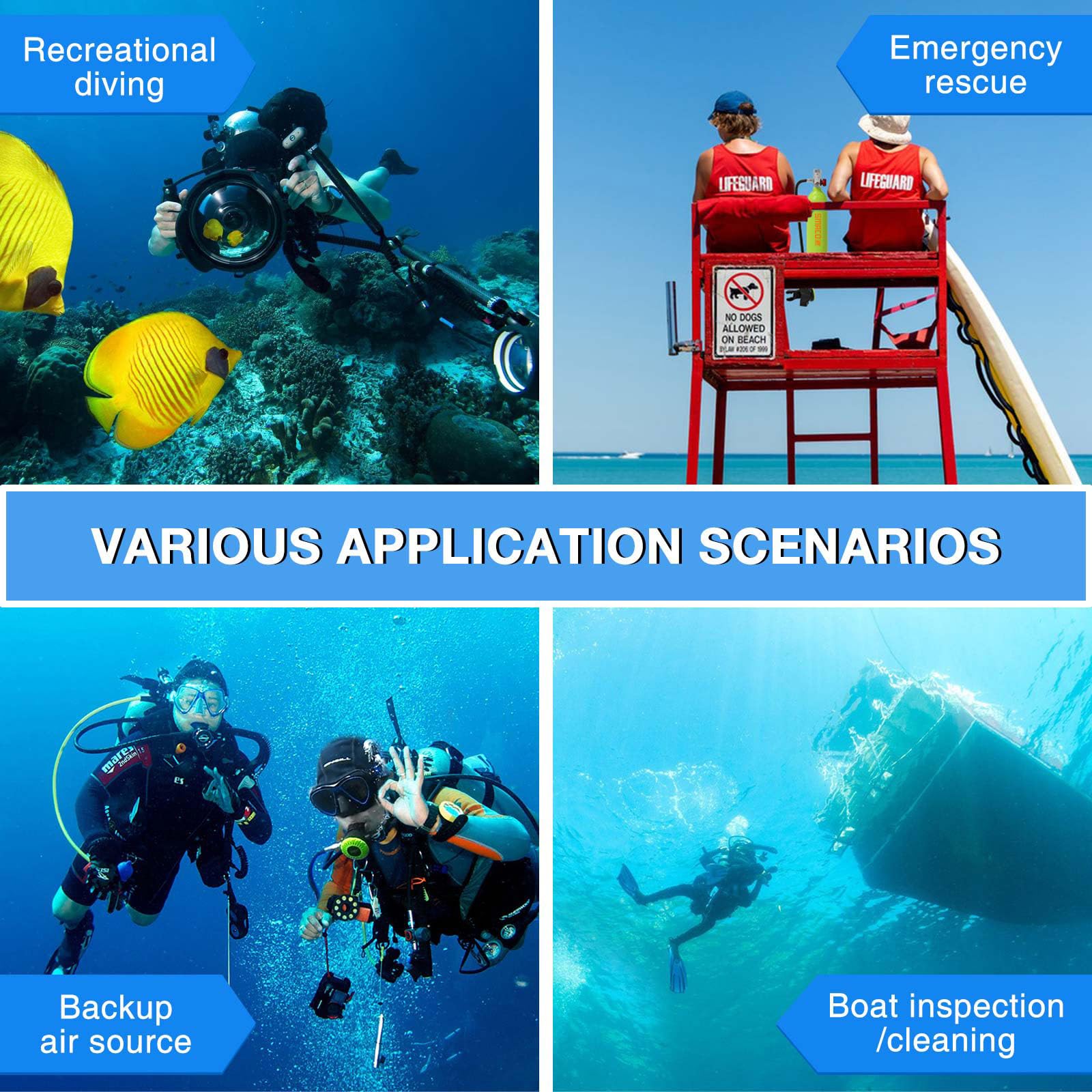 SMACO Mini Bombola Sub 1L Bombola Subacquea (2 Pezzi) per Immersioni Portatile Bombole Aria Sub Mini Scuba Tank per Soccorso di Emergenza Pulizia Imbarcazioni Fonte d'Aria di Riserva S400