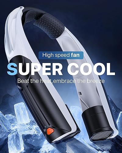 Miniatura 3 de Ventilador de cuello portátil con batería de 6000 mAh, USB-C recargable, ventilador personal negro manos libres 6 velocidades, 6-20 horas de