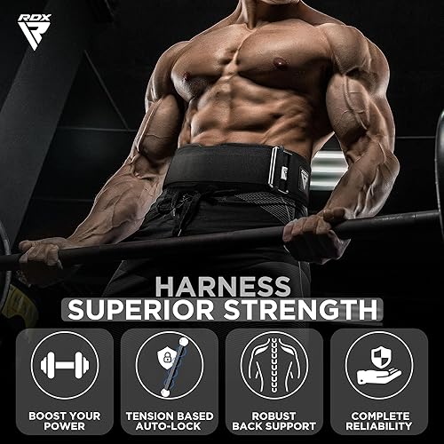 Miniatura 6 de RDX Cinturón de levantamiento de pesas - AUTO LOCK Cinturón de gimnasio ajustable de 4 pulgadas para entrenamiento olímpico cruzado - Soporte para