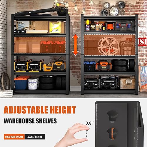 Miniatura 7 de Estantería de acero resistente de 5 niveles con capacidad de 3000 libras  Almacenamiento de garaje y sótano  Estantería de metal industrial para