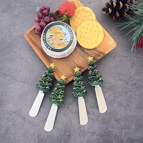 Miniatura 3 de Supreme Housewares Holiday Tree Cheese Spreaders, Hand-Painted Resin Handles with Stainless Steel Blades for Spreading Cream Cheese, Butter, Jam, or